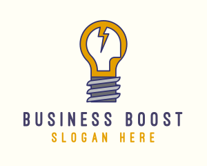 Lightbulb Bolt Idea logo design