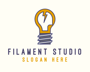 Lightbulb Bolt Idea logo design