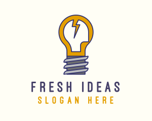 Lightbulb Bolt Idea logo design