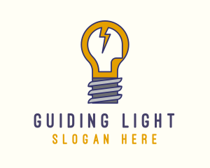 Lightbulb Bolt Idea logo design