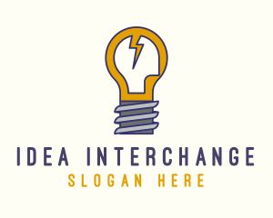 Lightbulb Bolt Idea logo design