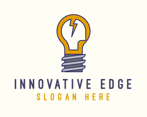 Lightbulb Bolt Idea logo design