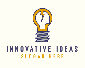Lightbulb Bolt Idea logo design
