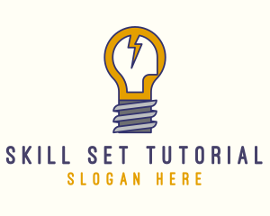 Lightbulb Bolt Idea logo design