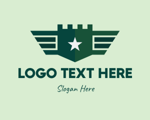 Green Military Shield Badge logo