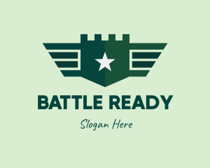 Green Military Shield Badge logo design