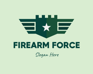 Green Military Shield Badge logo design