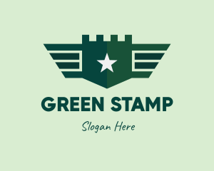 Green Military Shield Badge logo design