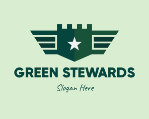 Green Military Shield Badge logo design