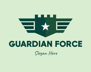 Green Military Shield Badge logo design