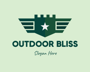 Green Military Shield Badge logo design