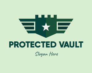 Green Military Shield Badge logo design