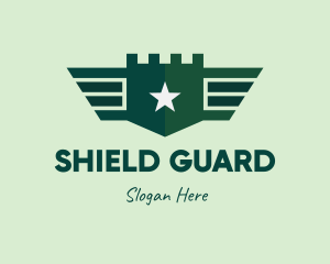 Green Military Shield Badge logo