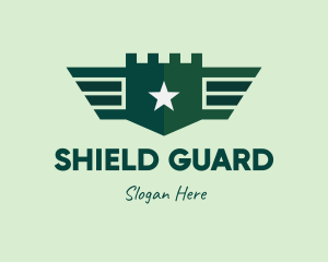 Green Military Shield Badge logo design