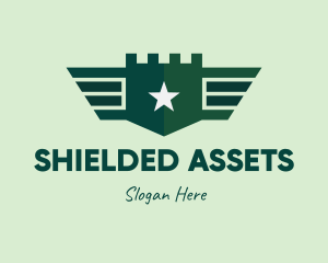 Green Military Shield Badge logo