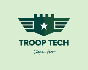 Green Military Shield Badge logo
