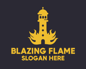 Yellow Flaming Tower logo design