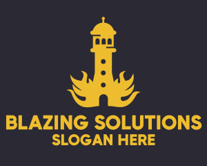 Yellow Flaming Tower logo design