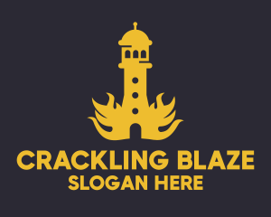 Yellow Flaming Tower logo design