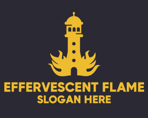 Yellow Flaming Tower logo design