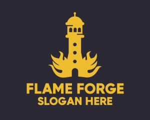 Yellow Flaming Tower logo design