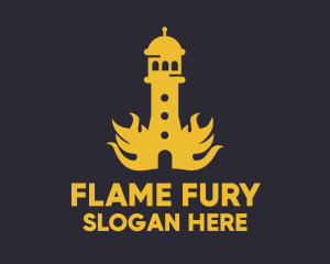 Yellow Flaming Tower logo design