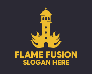 Yellow Flaming Tower logo design