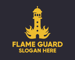 Yellow Flaming Tower logo design