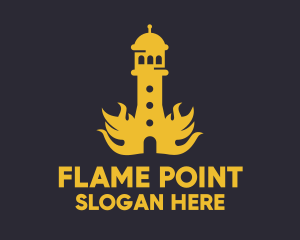 Yellow Flaming Tower logo design