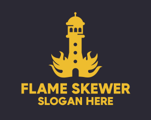 Yellow Flaming Tower logo design