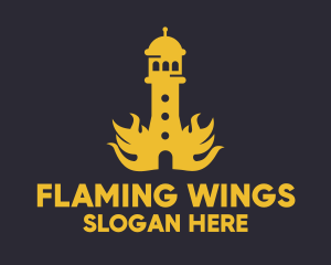 Yellow Flaming Tower logo design