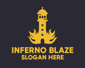 Yellow Flaming Tower logo design