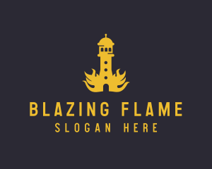 Yellow Flaming Tower logo design