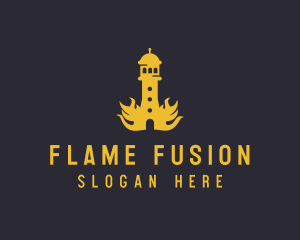 Yellow Flaming Tower logo design