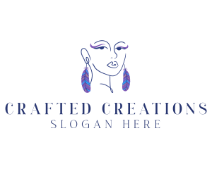 Feather Fashion Earring logo design