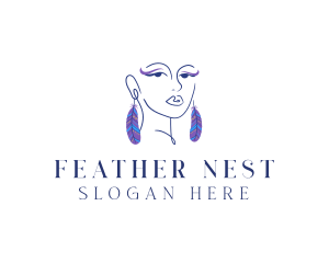 Feather Fashion Earring logo design