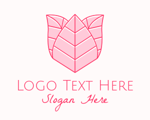 Pink Rose Leaf Line Art logo design