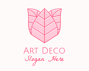 Pink Rose Leaf Line Art logo design