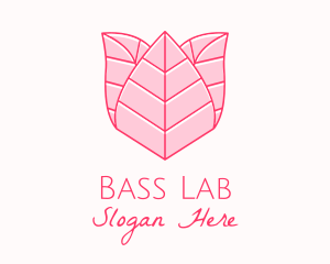 Pink Rose Leaf Line Art logo design