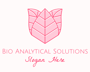 Pink Rose Leaf Line Art logo design