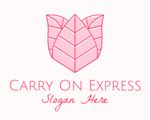 Pink Rose Leaf Line Art logo design