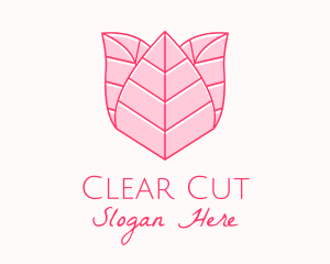 Pink Rose Leaf Line Art logo design