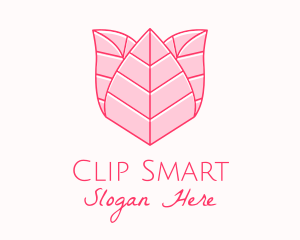 Pink Rose Leaf Line Art logo design