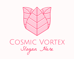 Pink Rose Leaf Line Art logo design