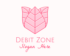 Pink Rose Leaf Line Art logo design