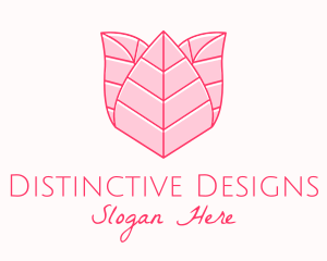 Pink Rose Leaf Line Art logo design