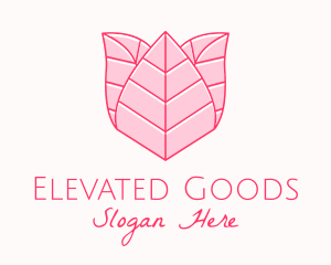 Pink Rose Leaf Line Art logo design