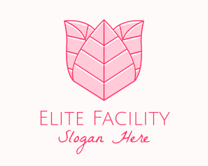 Pink Rose Leaf Line Art logo design