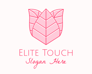 Pink Rose Leaf Line Art logo design