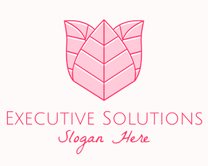 Pink Rose Leaf Line Art logo design